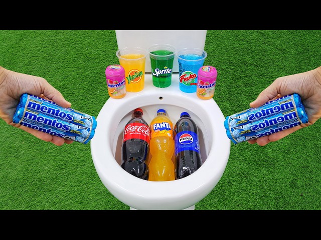 Cola Mentos Experiments !! Big Pepsi, Coca Cola, Fanta VS Fruko, Sprite and Mentos in the toilet