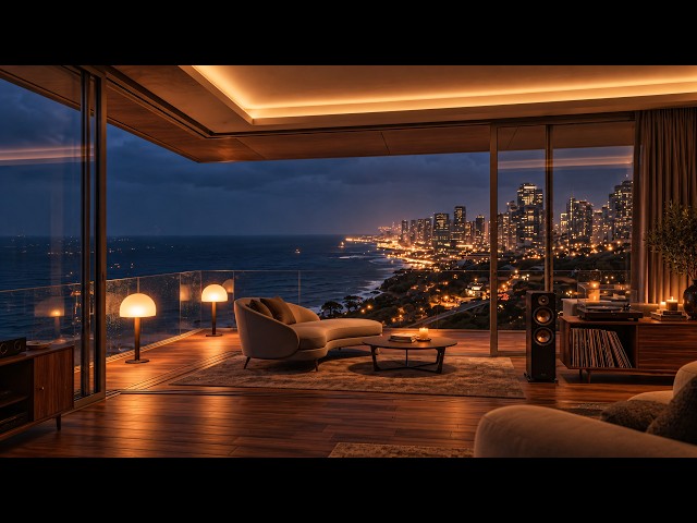 Late Night Jazz Music 🌃 Smooth Jazz Piano In A Luxury Oceanfront Lounge For Deep Sleep