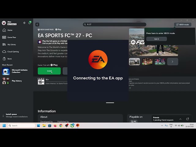 Install EA SPORTS FC 27 EA Play 10-Hour Trial on PC | Game Pass Users