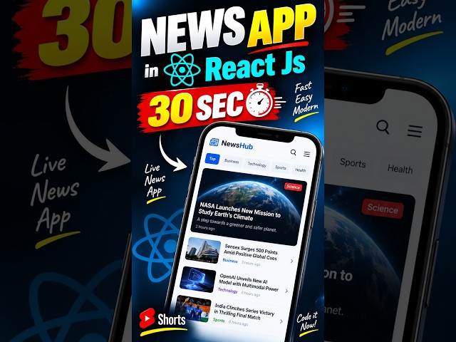 React JS News App Project 🔥 Build a News App in 30 Seconds | React JS Project #Shorts #ReactJS
