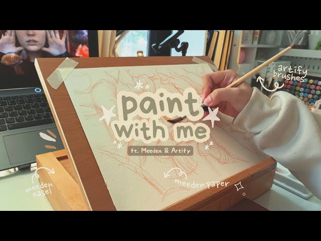 paint with me + mini desk tour w/meeden & artify ⊹ ˖