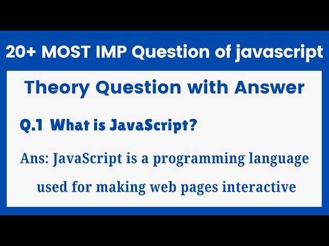 JavaScript Tutorial  Beginners 2025 | Most Important Question Of JavaScript With Answer