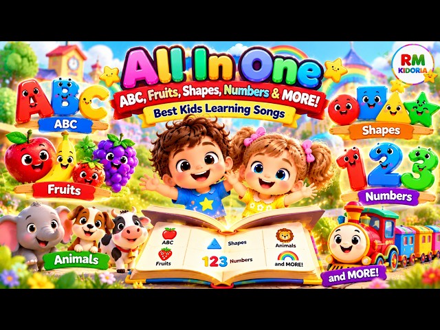 All In One | ABC, Fruits, Shapes, Numbers & MORE! | Best Kids Learning Songs | RM KIDORIA