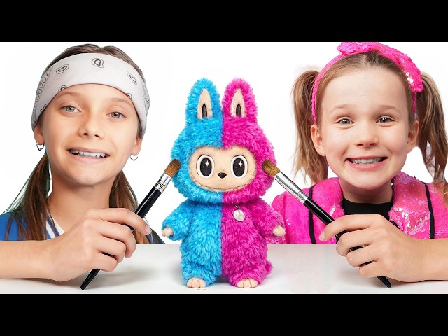 Stephi's PINK, Eva's Blue — Whose Labubu House Wins? 🏠 Kids DIY Challenges