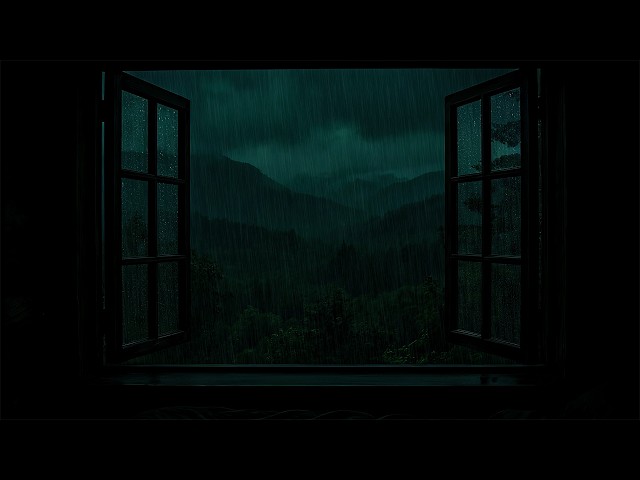 Soft Rain in Outdoor at the Bedroom Window | Warm Night Ambience to Fall Asleep Fast