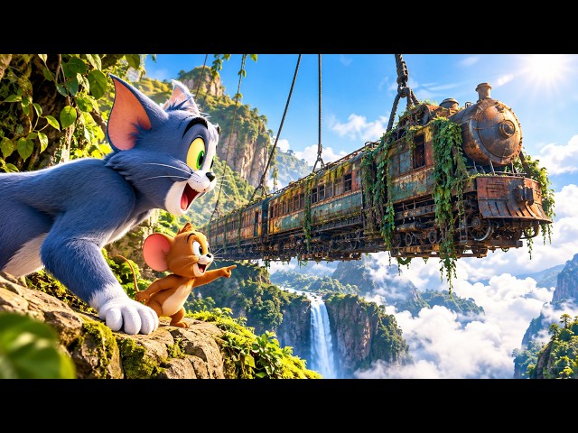 The Abandoned Flying Train Adventure! 🐱🐭🚂☁️ | Cat & Mouse Cartoon Adventure