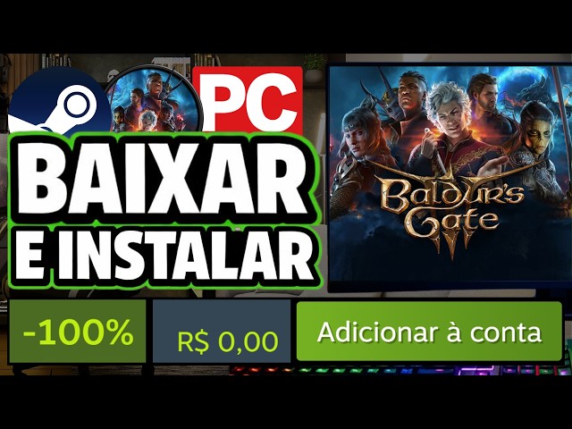 COMO BAIXAR E INSTALAR BALDURS GATE 3 NO PC EM 2026! (JOGO OFICIAL)