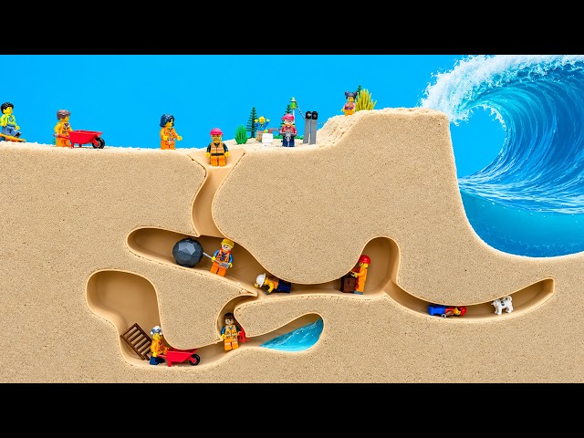 Cave Mine Flooded by Giant Wave - Lego Dam Breach Experiment