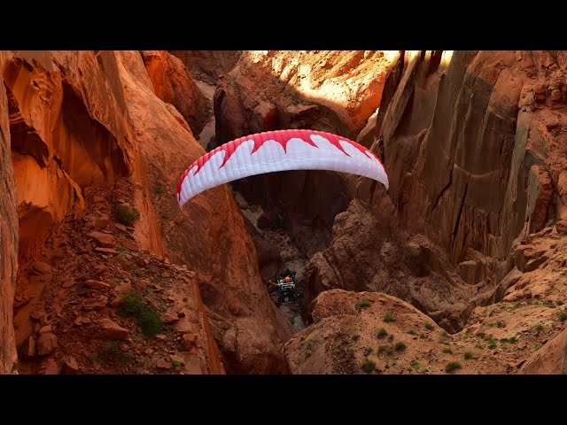 My Craziest Paramotor Flight EVER!!! One Handed Through a Canyon!!