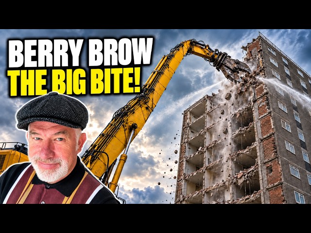 Berry Brow Flats Demolition - The hungry dinosaur has arrived.