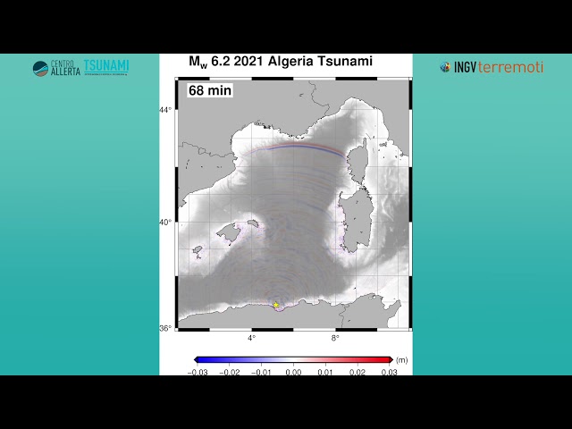 Tsunami simulation in Mediterranean Sea on 03.18.21 | Simulazione propagazione Algeria