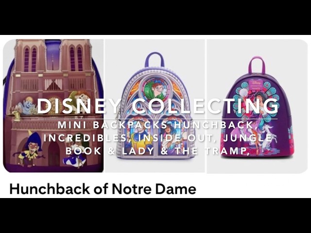 Disney Loungefly Mini Backpacks Hunchback to Lady & Tramp
