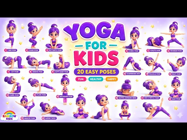  Yoga Poses for Beginners 🧘‍♀️ | Fun Yoga for Kids #RainbowKids #yoga 