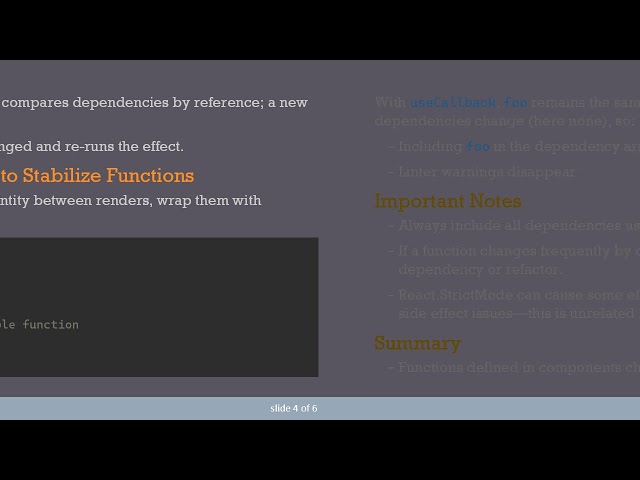 Understanding useEffect Dependencies and Function Stability in React Hooks