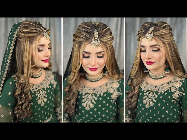 pakistani bridal hairstyle tutorial | beautiful open hair hairstyles | pakistani front hairstyles |