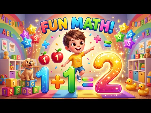 🧮 Fun Math For Kids,    Learn Addition from 1 to 5 with cute cartoons , Day 1 