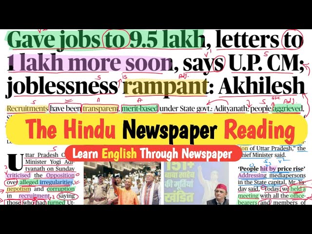 The Hindu Newspaper Analysis Today | Learn English Reading + Vocab + Grammar | English Learning