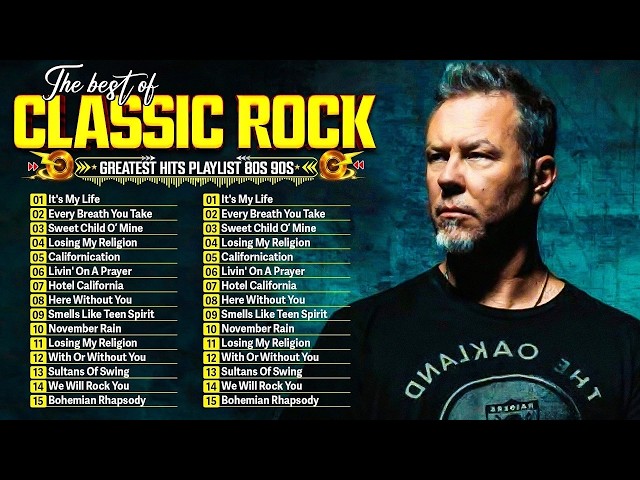 Guns N' Roses, ACDC, Bon Jovi, Metallica, Nirvana, Queen 🎶 Classic Rock Songs 70s 80s 90s Full Album