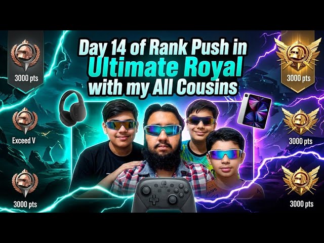 Day 14 of Rank Push in Ultimate Royal with my All Cousins🥷🏼!!!🔥PUBG MOBILE🗿LIVE🔴