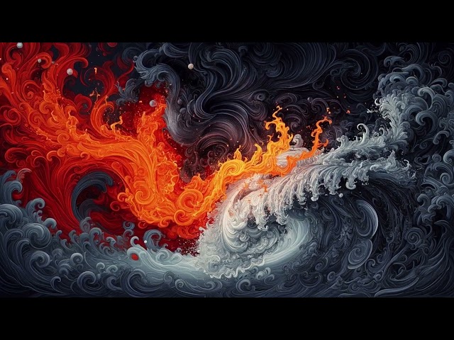 Fire and Water Swirl Collision Abstract Seamless Loop 4K No Copyright