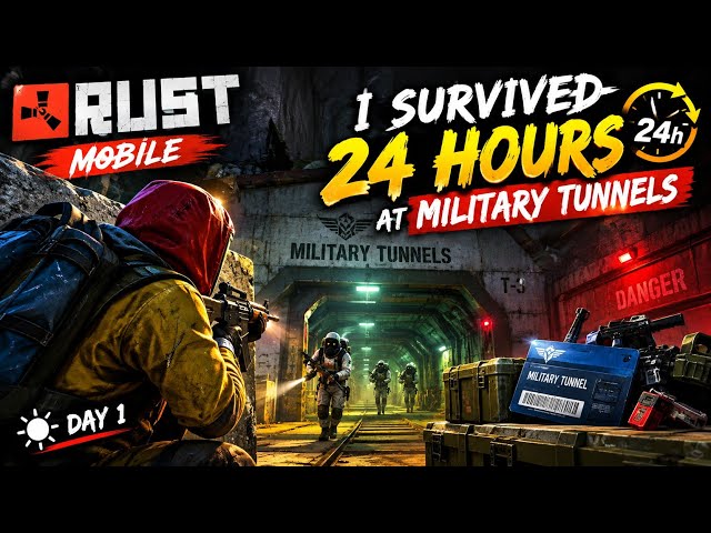 I Survived 24 Hours at Military Tunnels in RUST Mobile! 😱🔥