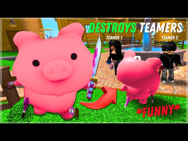 MM2, But I *DESTROY* TEAMERS As A MINI PIG | ROBLOX | they do this after I destroy online daters...