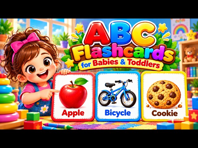 ABC Flashcards for Babies & Toddlers | Learn Alphabet Words for Kids | Baby & Toddler Learning Video