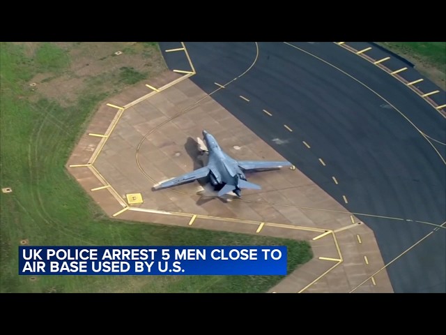 UK police arrest 5 men under terrorism, explosives acts close to US air base