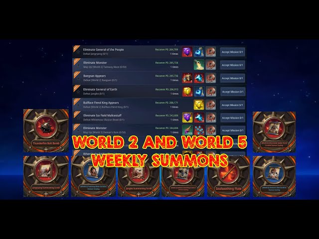 How to craft World 2 and World 5 Weekly Summons [Layer 3]