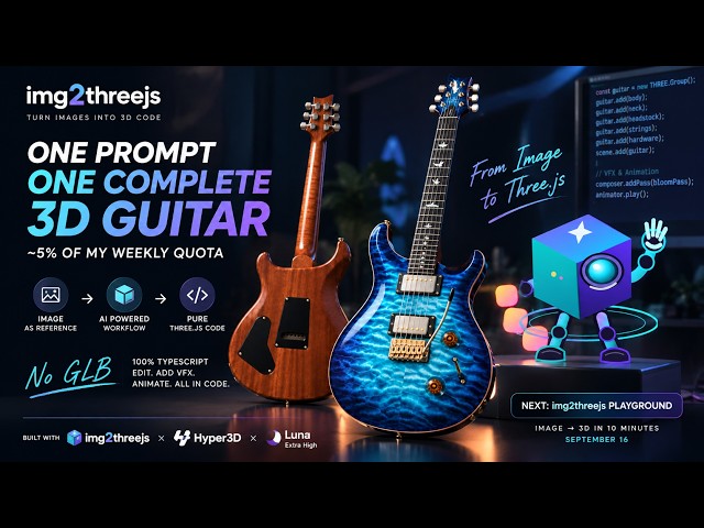 One Prompt, One 3D Guitar - 100% TypeScript, No GLB | img2threejs