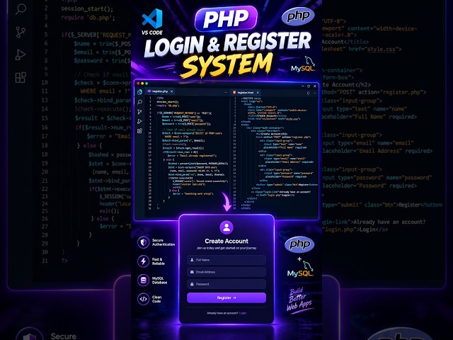 PHP Registration & Login System Step-by-Step! 🔐💻