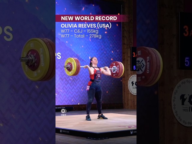 Olivia Reeves Lynn 🇺🇸 New World Record 👑  #weightlifting #sports #iwf2025 #cleanandjerk
