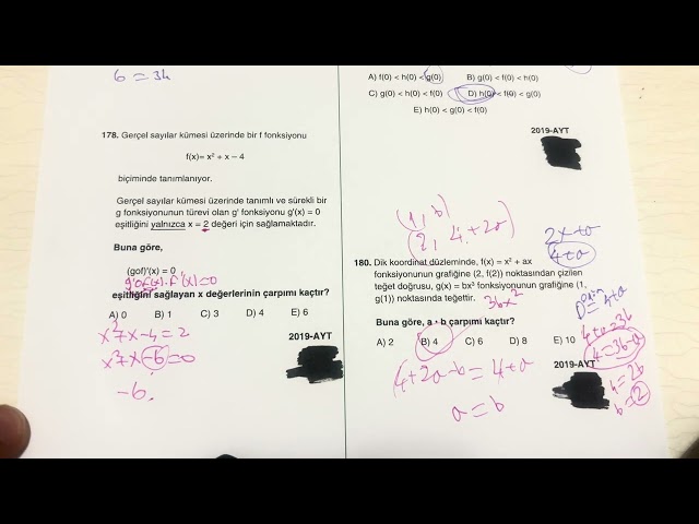 OUTPUT AYT-TYT MATHEMATICS ÖSYM DERIVATIVE (2024-2018 YEAR) QUESTION SOLUTION #yks #ösym #ayt #math