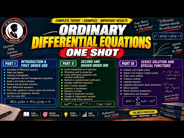 📚 Ordinary Differential Equations | COMPLETE ONE SHOT | The Math Professor