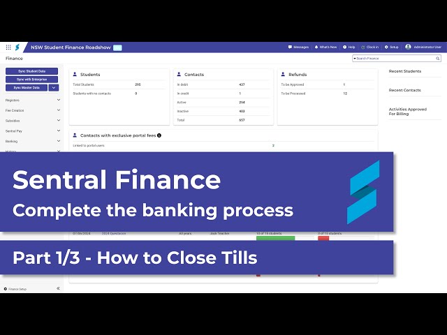 Sentral Finance | How to Close Tills - Banking Process Part 1/3