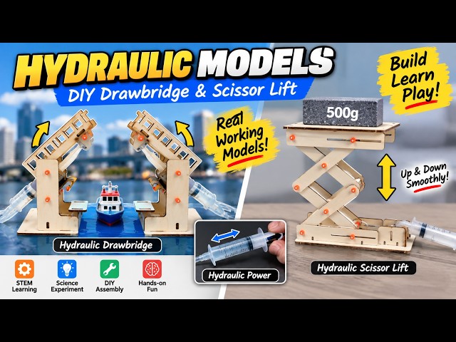 I Built 2 Working Hydraulic Machines! DIY Drawbridge & Scissor Lift | STEM Project