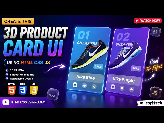 🔥 Build a Stunning 3D Product Card UI with HTML CSS & JavaScript | Step-by-Step