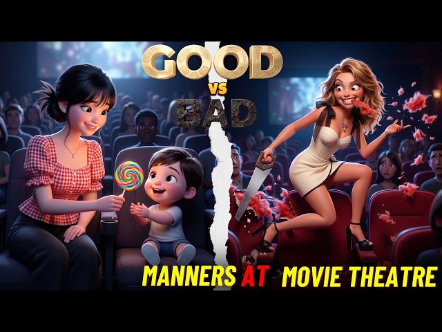 🎬😱 GOOD vs BAD MANNERS at a Movie Theatre! 🍿 | Easy English Listening Story (A2)