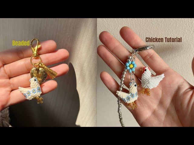 Beaded Chicken Tutorial 🐔 | Beaded Hen Keychain Charm Pattern | DIY Beaded Chicken