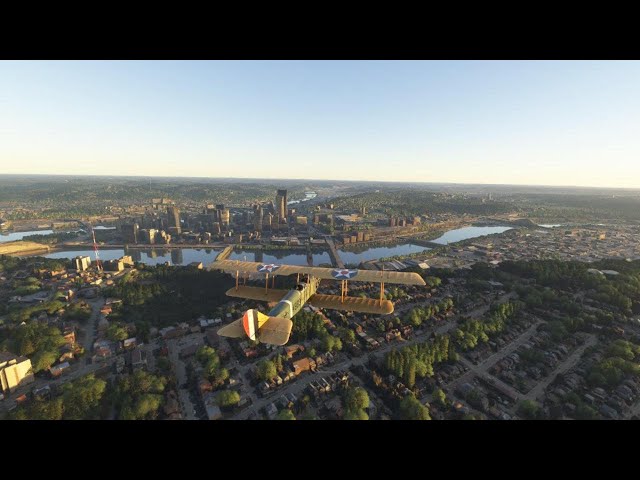 Flight Simulator Curtiss JN-4 Jenny Pittsburgh Flyover | Scenic Flight | MSFS2024