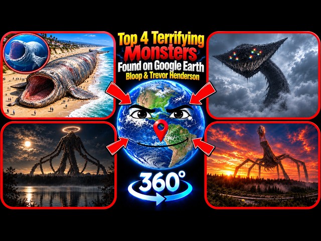 VR 360° - Top 4 Terrifying Monsters Found on Google Earth – Bloop & Trevor Henderson!