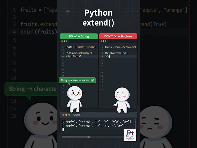 String vs Bool in python extend() #shorts #shortsfeed #xlass #class12cs #class12ip