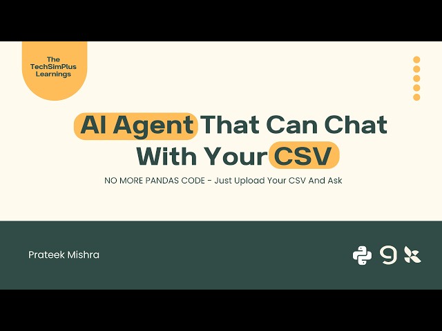 Build a Data Analysis AI Agent | Chat With Your CSV & Excel Files (LangChain + Streamlit)