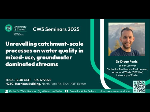 CWS Seminars   Unravelling catchment scale processes on water quality in mixed use  groundwater domi
