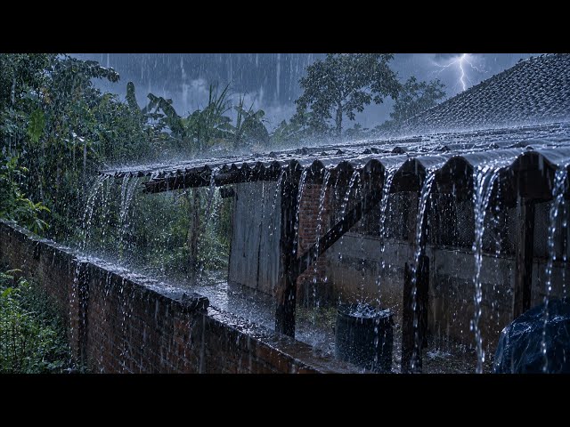 FALL ASLEEP FAST WITH HEAVY RAIN & POWERFUL THUNDER | TIN ROOF SOUNDS