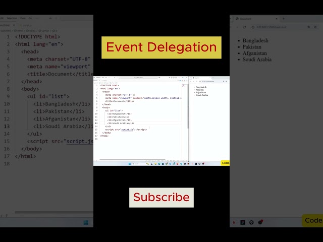 Event Delegation (JavaScript) #javascript #viralshorts