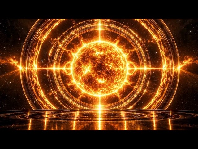 Solar Energy VJ Loop | Fiery Golden Orb & Cosmic Motion Background