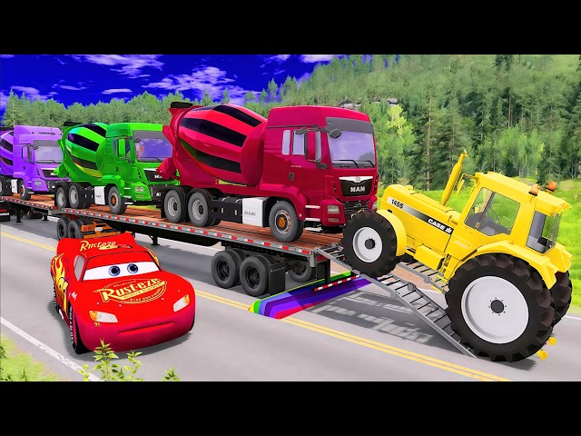 Flatbed Truck McQueen | Transportation with Truck - Pothole vs Car | #2 BeamNG.Drive Gameplay
