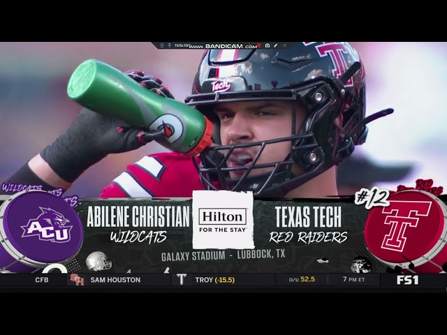 NCAA Football on FS1 intro Abilene Christian @ 12 Texas Tech