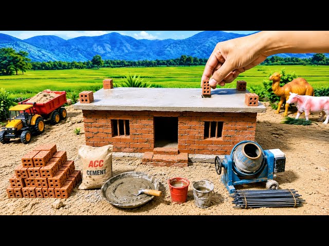 DIY Construction Science Project - Building , Modern Mini-House with Brick and Cement